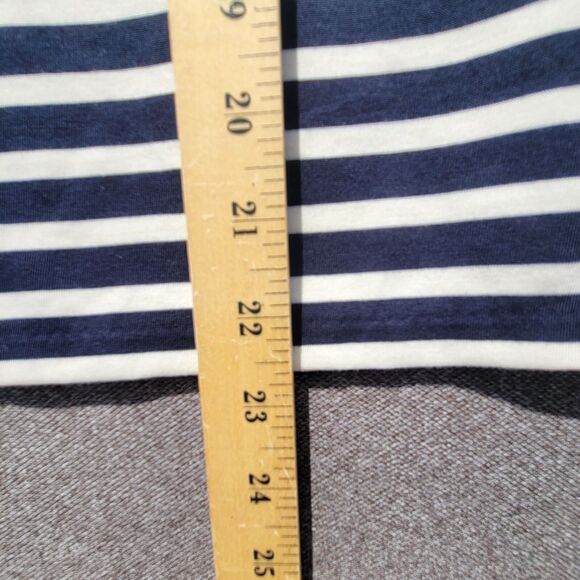 J Crew M Blue Cream Striped Boatneck Ruffle Sleeve Blouse 964 - Picture 7 of 7